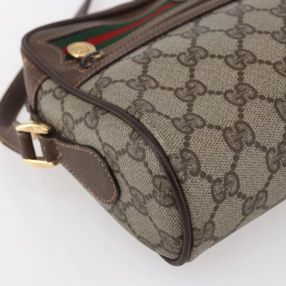 GUCCI GG Supreme Web Sherry Line Bag PVC Beige Gold 56 02 087 Auth BA7251 - Picture 5 of 16